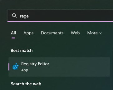レジストリエディタを開く